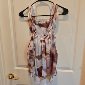 Violet & Claire Brown and White Sleeveless Top